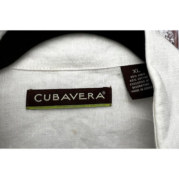 Cubavera Men's XL White Button Up Shirt Short Sleeve Linen Cotton - Picture 8 of 11